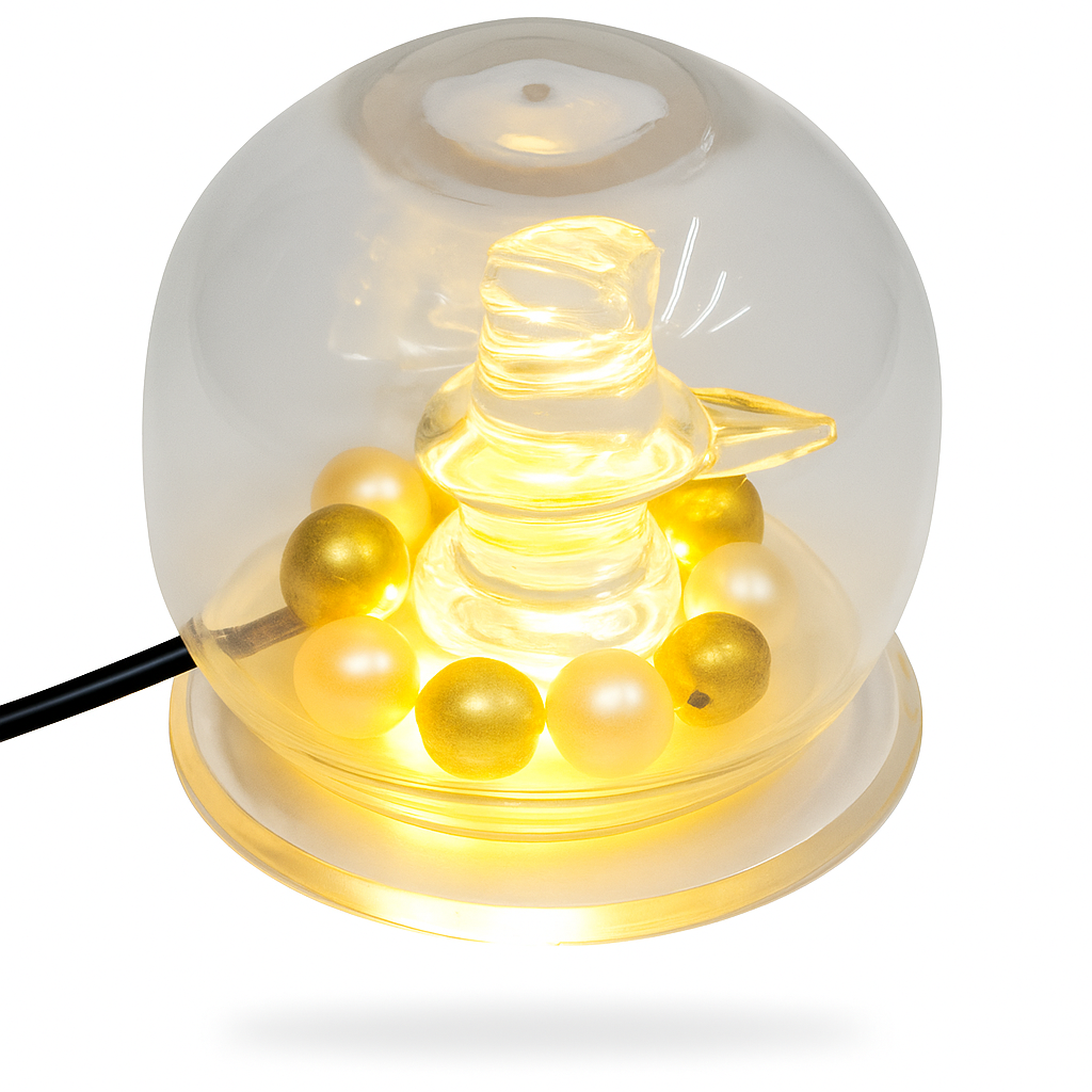 Illuminated Glass Shivling Dome