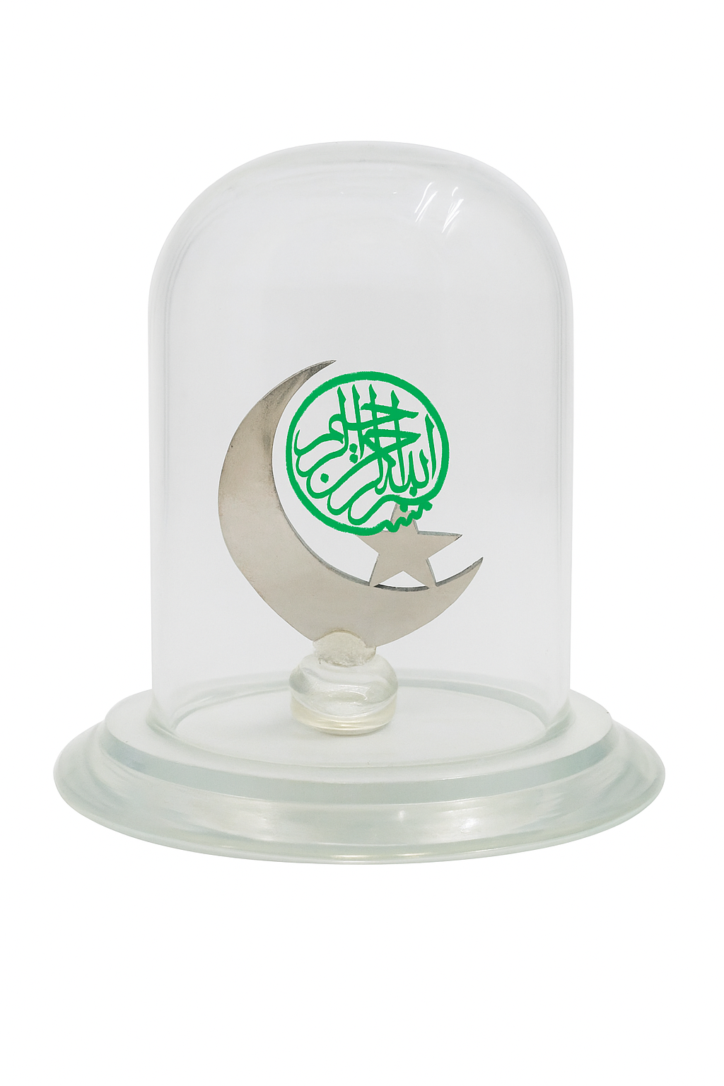 Islamic Crescent & Star Glass Dome Decorative Showpiece