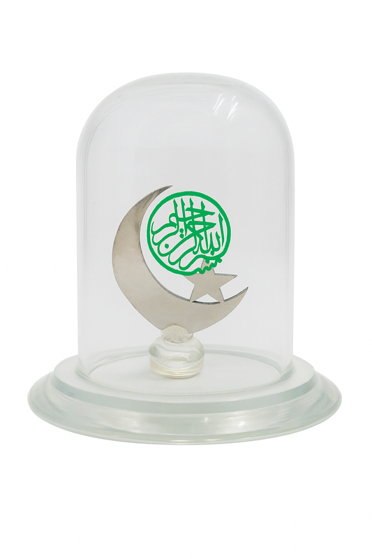 Islamic Crescent & Star Glass Dome Decorative Showpiece