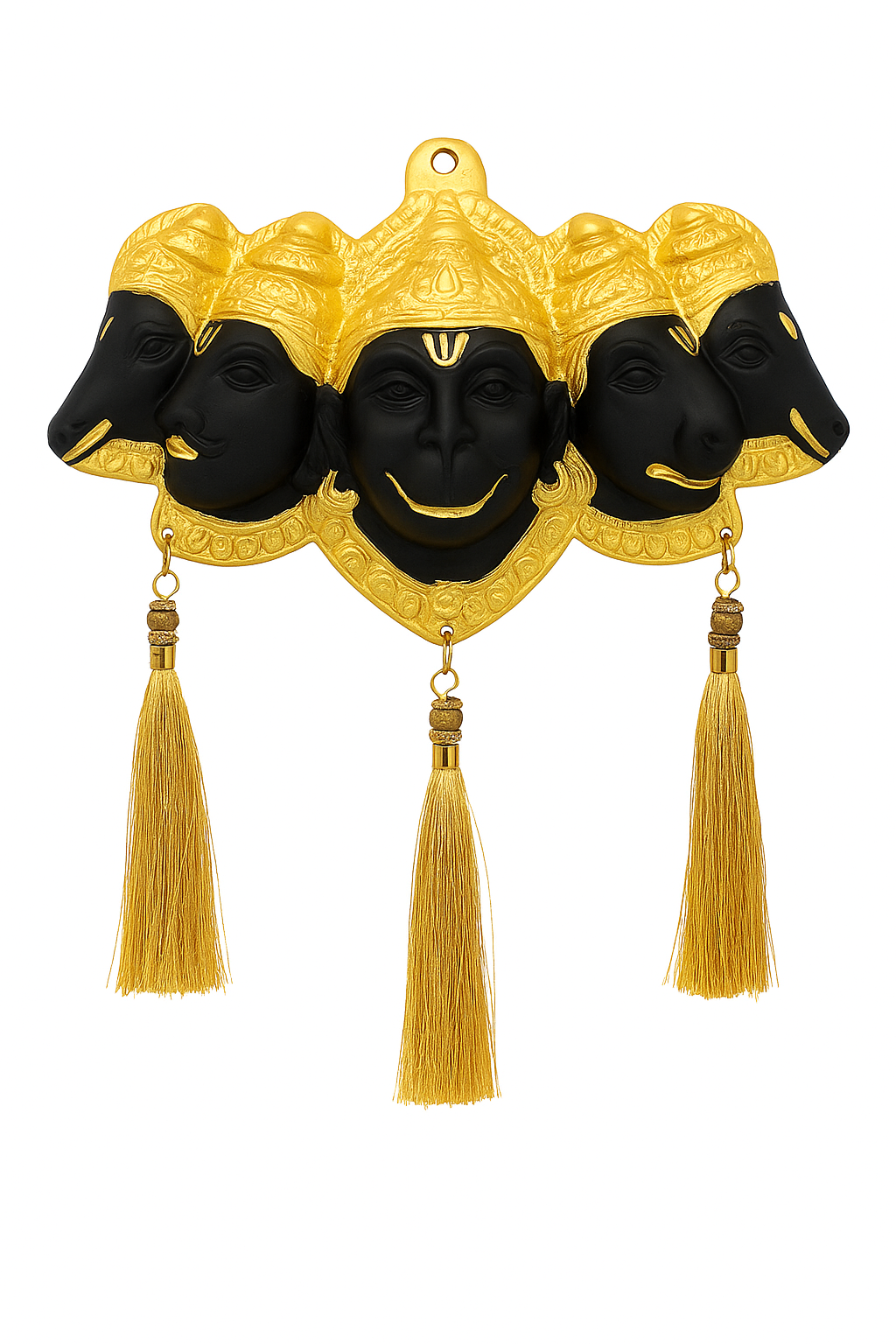 Divine Panchamukhi Hanuman Wall Hanging with Golden Tassels | Vastu Home Decor & Protection