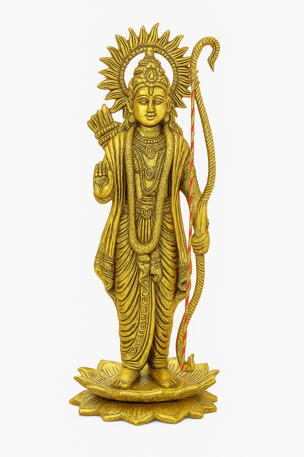 Handcrafted Brass Lord Rama (Kodanda Rama) Idol with Bow & Arrow on Lotus Base - Divine Home Temple Murti