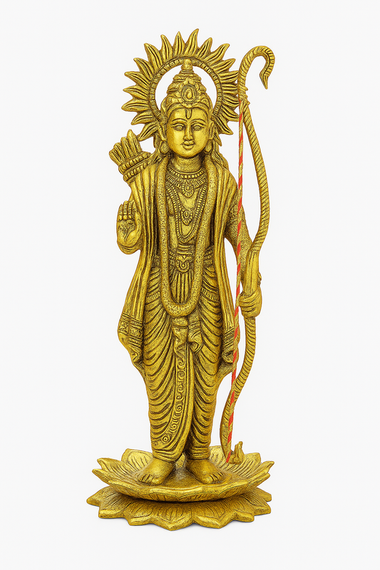 Handcrafted Brass Lord Rama (Kodanda Rama) Idol with Bow & Arrow on Lotus Base - Divine Home Temple Murti