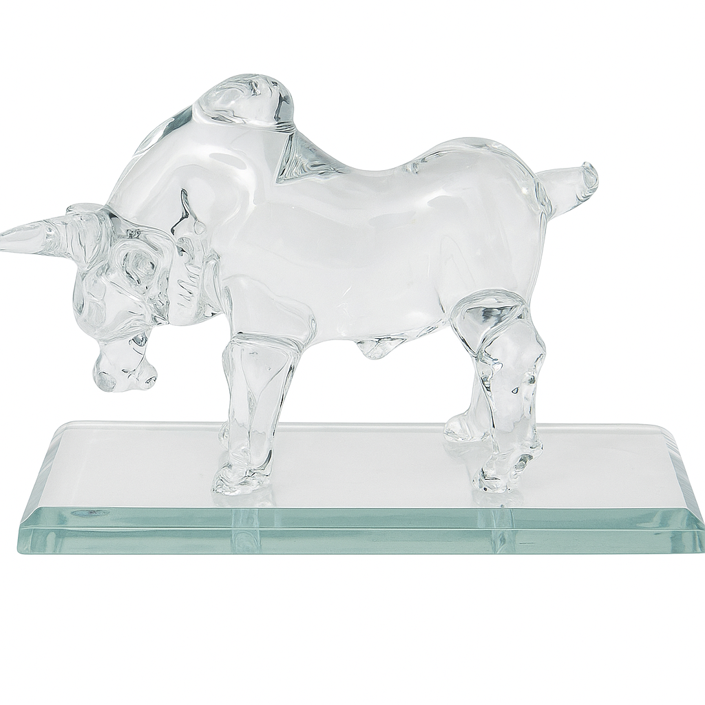 Crystal Clear Art Glass  Bull Sculpture