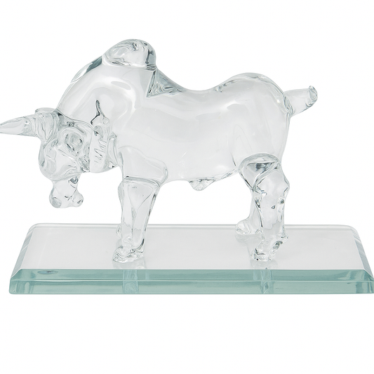 Crystal Clear Art Glass  Bull Sculpture