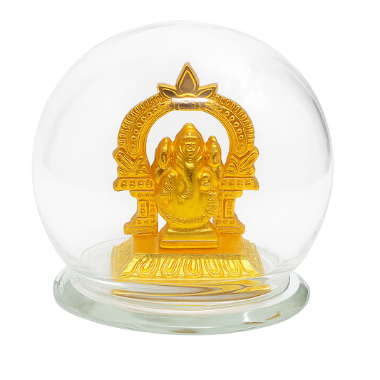 Golden Ganesh Ji Idol in Glass Dome