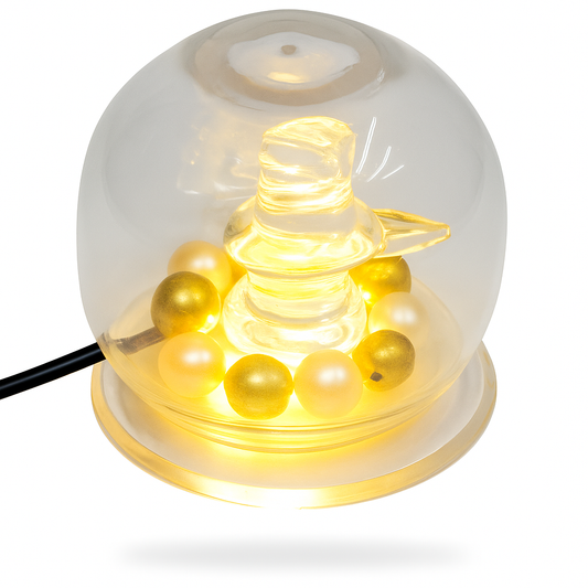 Illuminated Glass Shivling Dome
