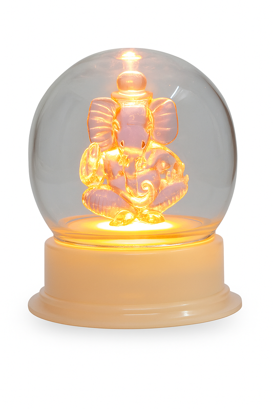 Ganesh Ji Idol in Glass Dome With Light