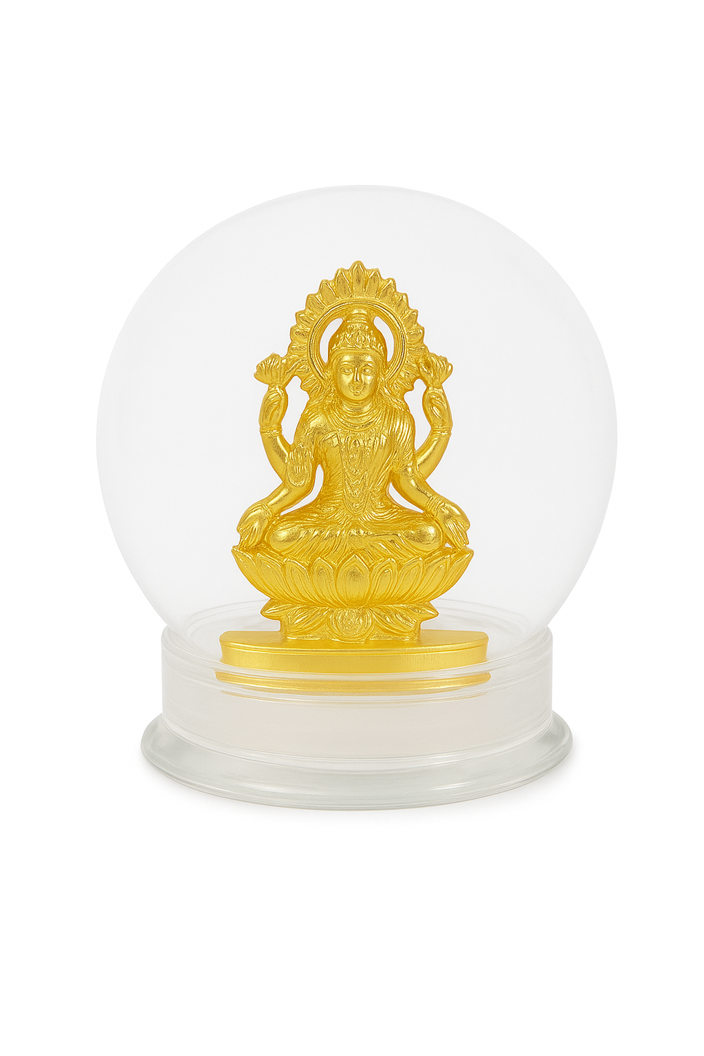 Golden Lakshmi Ji Idol in Glass Dome